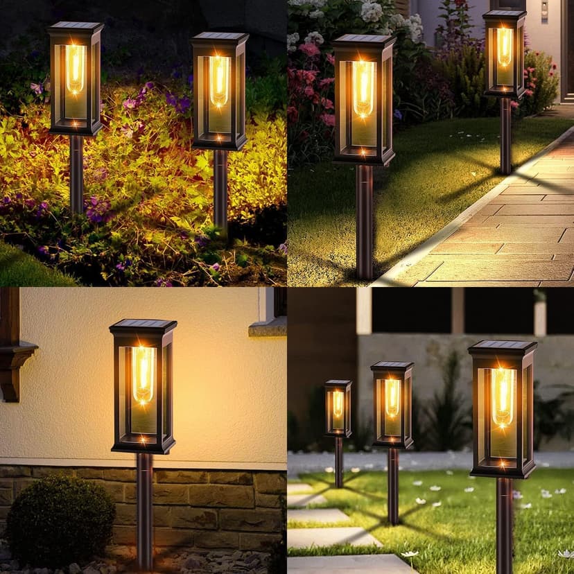Amzxart 8 Pack Solar Pathway Lights,Bright Solar Outdoor Lights Waterproof,Auto-on/Off Pathway Light Solar Powered for Lawn Yard Patio Garden Outdoor Decoration