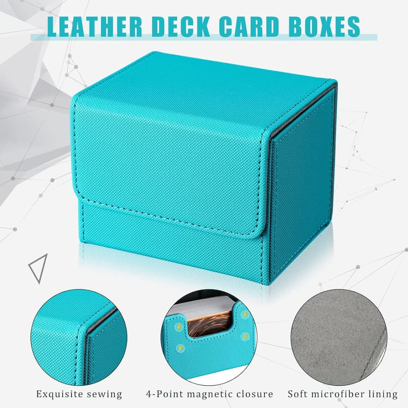 Weewooday 5 Pcs Leather Deck Card Boxes Large Size Deck Game Holder Storage Box Fit 100 Plus Sleeved Cards Compatible with MTG TCG, 5 Colors