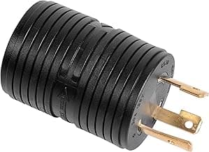 RVGUARD Generator Adapter Plug 3 Prong to 4 Prong, NEMA L5-30R to NEMA L14-30R Locking Adapter.