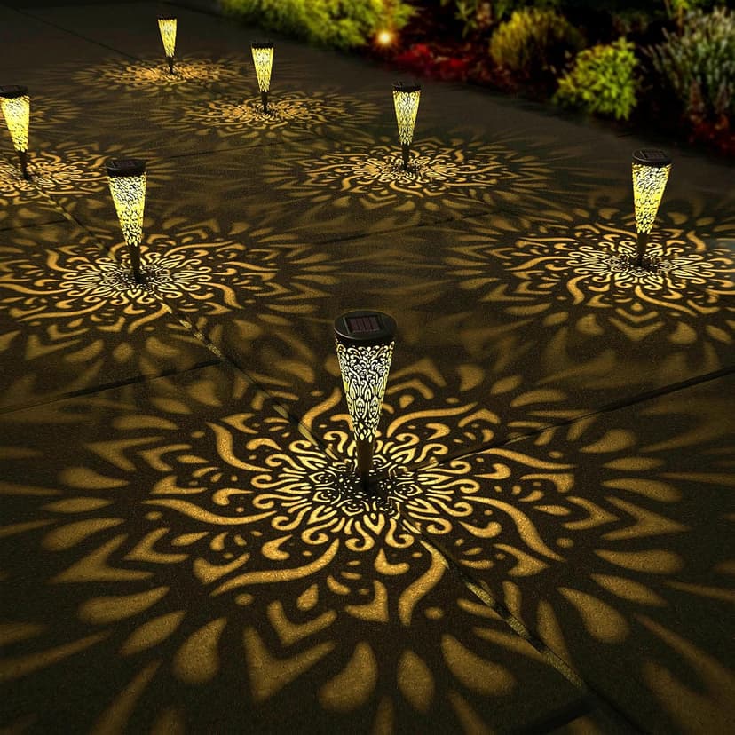 6 Pack Solar Lights Outdoor Garden Decorative with Warm Light Waterproof Pathway Landscape Lights for Path Patio Backyard Walkway Yard Garden Decor (Black, 6Pcs)
