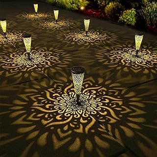 6 Pack Solar Lights Outdoor Garden Decorative with Warm Light Waterproof Pathway Landscape Lights for Path Patio Backyard Walkway Yard Garden Decor (Black, 6Pcs)