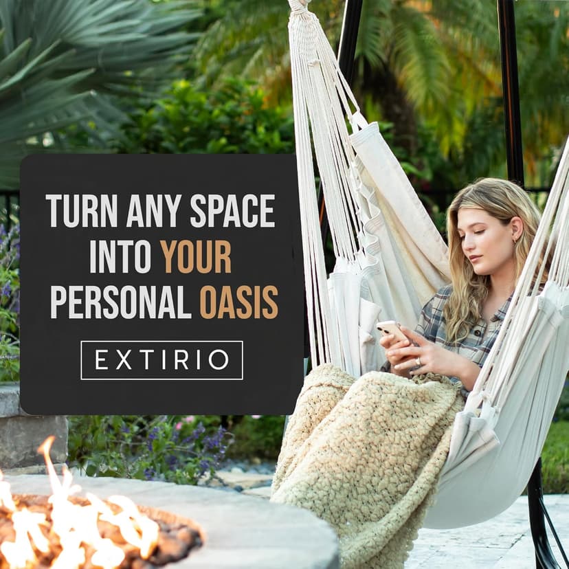 Indoor Hammock Chair Swing - Hanging Hammock Swing Chair - Indoor/Outdoor - Hanging Chairs for Bedroom, Patio, Porch, Swinging Chair Hammock for Adults - Built-In Footrest - Spacious Full Body Support
