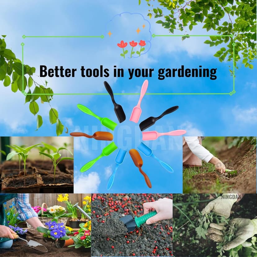 10pcs Bonsai Soil Scoops,Colorful Small Gardening Tools, Plastic Garden Soil Scoops,Suitable for Small Mini Potting Scoop for Plant Flower Succulent,or Milk Powder (Five colors)