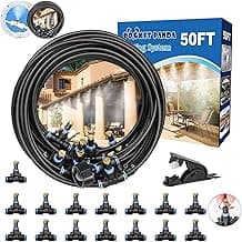 Misters for Outside Patio, Outdoor Water Misting Cooling System 50FT|15M. Backyard Mist Kit for Garden Greenhouse Fan Deck Umbrella Canopy Pool Porch Trampoline Sprinkler Park BBQ Party Accessories.