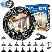 Misters for Outside Patio, Outdoor Water Misting Cooling System 50FT|15M. Backyard Mist Kit for Garden Greenhouse Fan Deck Umbrella Canopy Pool Porch Trampoline Sprinkler Park BBQ Party Accessories.