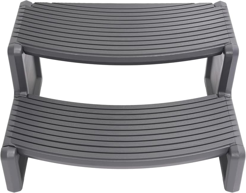 HECASA Spa Step Hot Tub 2-Step Universal Outdoor Indoor Step Stool Pool Ladder Plastic Slip Resistant Striped - Dark Gray