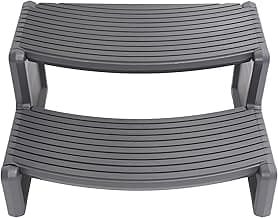 HECASA Spa Step Hot Tub 2-Step Universal Outdoor Indoor Step Stool Pool Ladder Plastic Slip Resistant Striped - Dark Gray