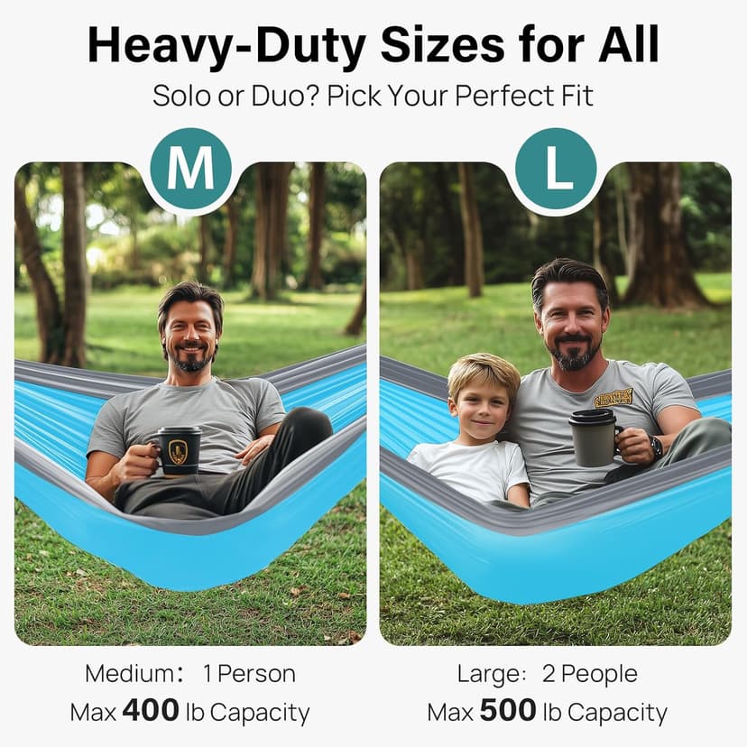 Kootek Camping Hammock 400 lbs Capacity, Portable Hammocks with Tree Straps & Attached Carry Bag, Camping Essentials Gear, Perfect for Outside Indoor Hiking Beach Backpack Travel