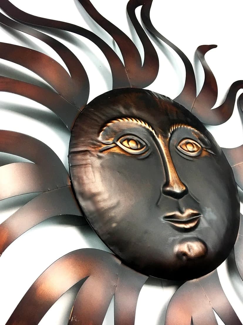 Bellaa 20018 Large Sun Metal Wall Art Sculpture Indoor Living Room Outdoor Garden Patio Farmhouse Home Decor Hanging Retro Rustic Statue Figurine
