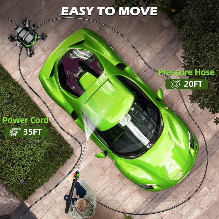 Electric Pressure Washer - 4500PSI 3.0GPM Power Washer with 500ML Foam Cannon, 4 Nozzle Tips, with 4-Wheel Anti-Tip Technology, 360° Swivels High Pressure Cleaning Machine for Cars, Driveways, Patios
