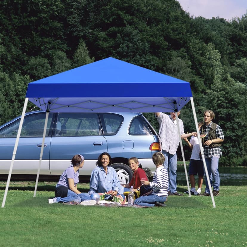 Canopy Tent, 10X10 FT Pop Up Canopy Outdoor Instant Tent Slant Legs with Carrying Bag, Portable Gazebo Shelter for Patio Deck Garden and Beach - 8X8 FT Canopy Cover (Blue)