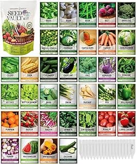 Gardeners Basics Survival Vegetable Seeds Garden Kit Over 16,000 Seeds Non-GMO and Heirloom, Great for Emergency Bugout Survival Gear 35 Varieties Seeds for Planting Vegetables 35 Free Plant Markers