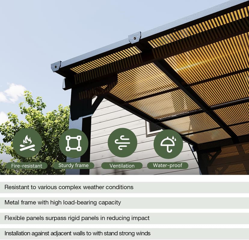 Aoxun Gazebo for Patio 10' x 14', Premium Gazebo Pergola with Sloped Roof, Large Wall-Mounted Heavy Duty Awnings, for Backyard, Patio, Deck and More