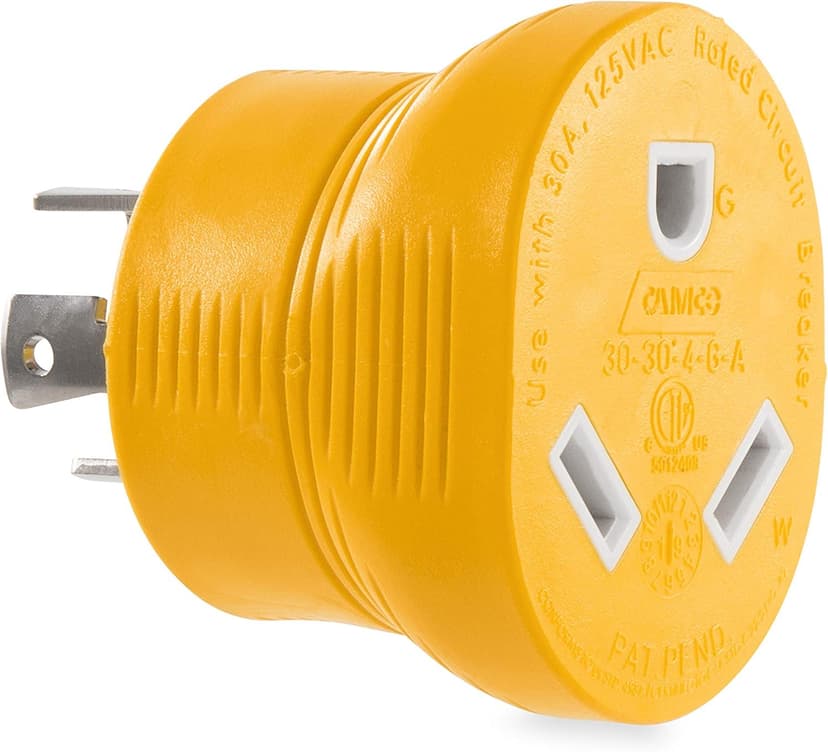 Camco 55338 PowerGrip 30 Amp 4-Prong Generator Adapter, Yellow
