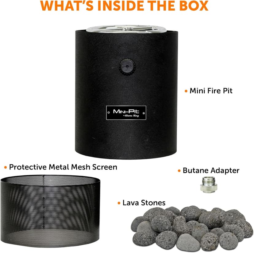 Flame King Mini Tabletop Fire Pit, Dual Fuel Propane and Butane, Smokeless Odorless Flame, Portable Great for Outdoor