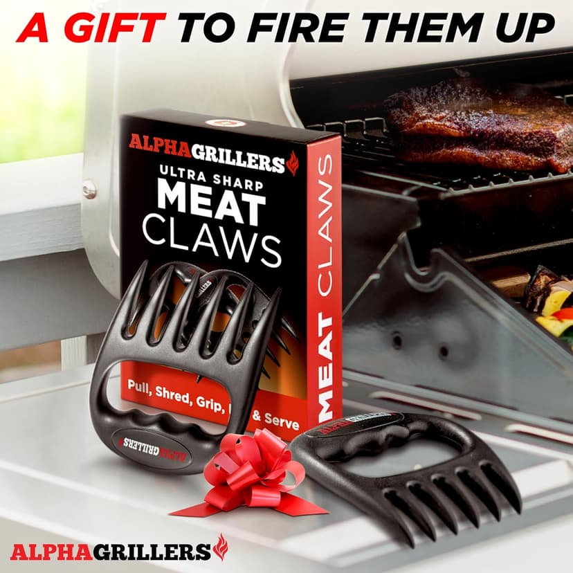 Alpha Grillers Meat Shredder Claws - BBQ Smoker Accessories Pulled Pork Tool - Barbecue Grilling Gifts for Men Him