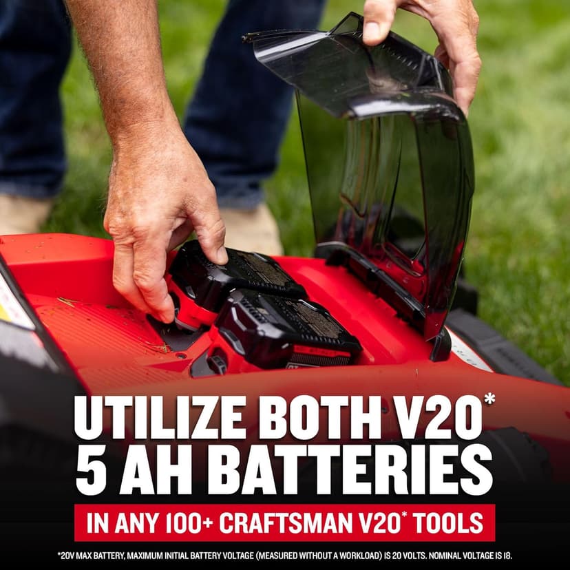 CRAFTSMAN V20 Lawn Mower, Push Mower, Lightweight and Portable, Grass Bag, Battery and Charger Included (CMCMW220P2)