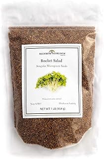 Arugula Microgreen Seeds Bulk 1 LB Resealable Bag | Spicy & Flavorful Greens | Non GMO Heirloom Seeds | Rocket Salad by Rainbow Heirloom Seed Co.