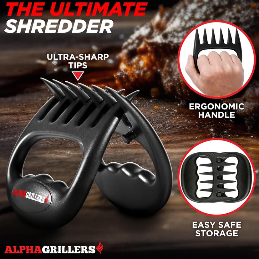 Alpha Grillers Meat Shredder Claws - BBQ Smoker Accessories Pulled Pork Tool - Barbecue Grilling Gifts for Men Him
