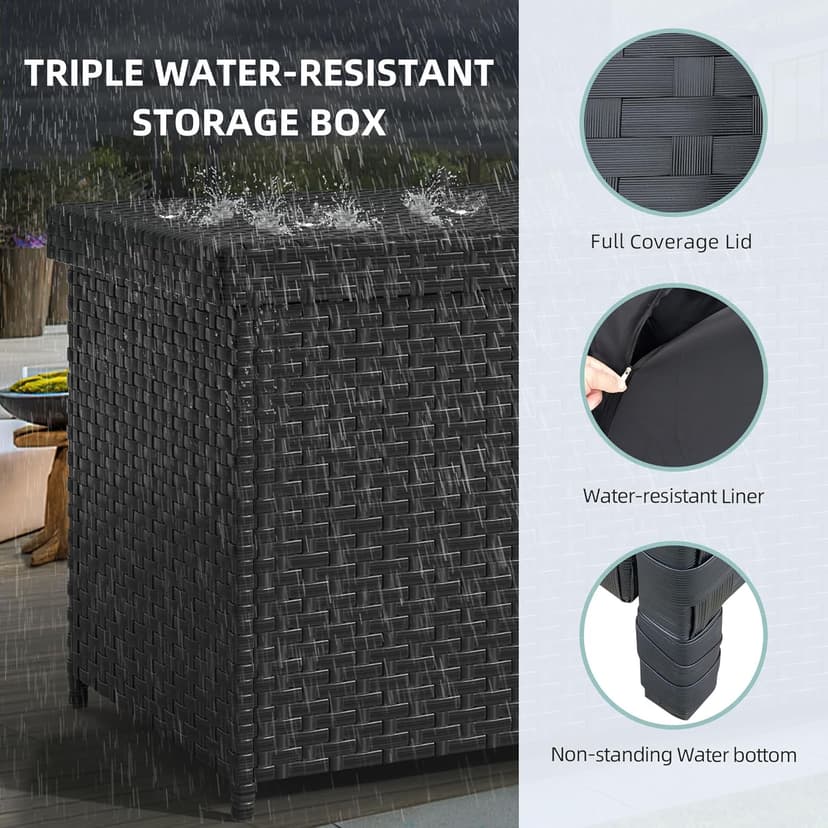 YITAHOME 260 Gallon Deck Box, XXL All-Weather Wicker Outdoor Storage Box, Oversized Rattan Storage Cabinet for Patio Furniture, Cushions, Pool Storage and Garden Tools (Black)
