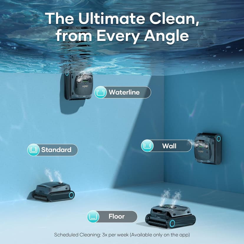 (Upgrade) AIPER Scuba X1 Cordless Robotic Pool Cleaner, 6600 GPH High-Power Suction with Dual-Jet, Multi-Layer Filtration System, Horizontal Waterline Scrubbing, Ideal for Inground Pools