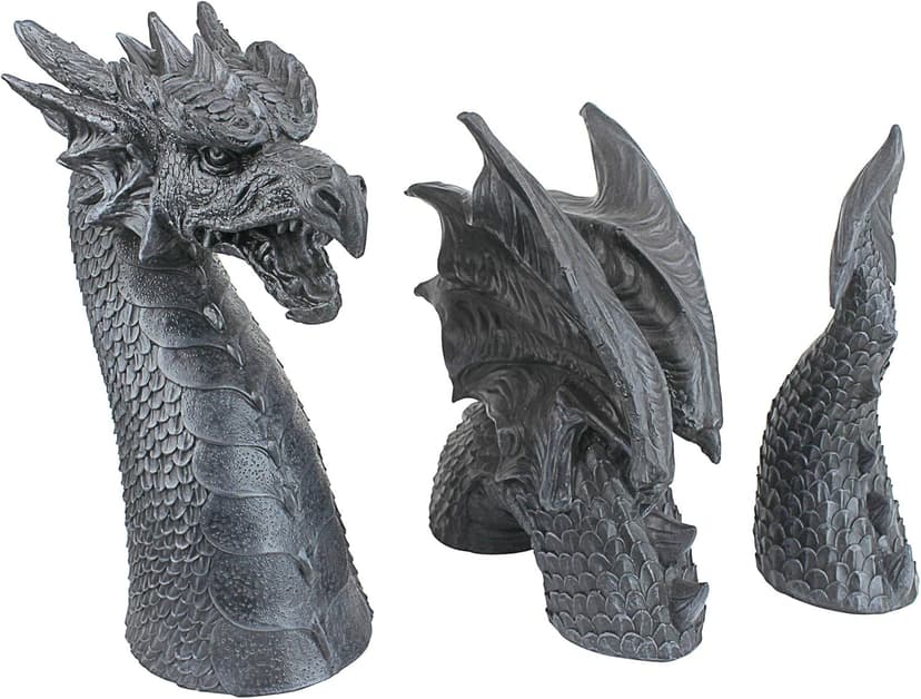 Design Toscano The Dragon of Falkenberg Castle Moat Lawn Garden Statue, 28 Inch Long, 14 Inch Tall, Cast Stone Resin, Gray Stone Finish
