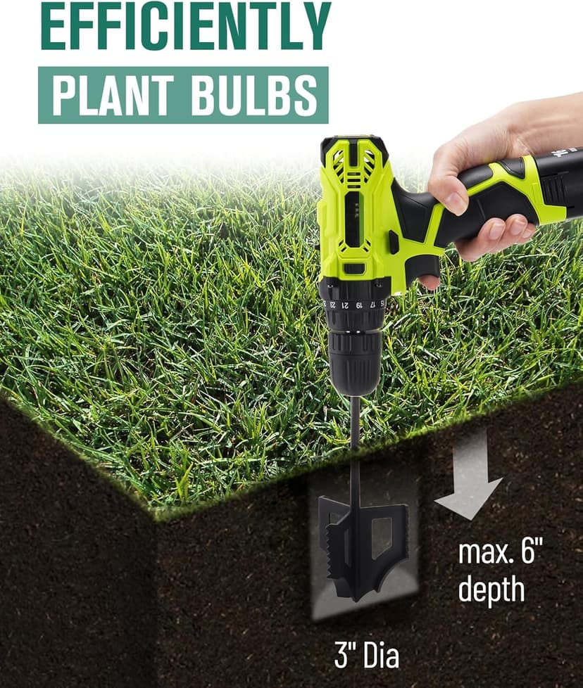 4-in-1 Cultivator Soil Tiller-Soil Digger and Soil Loosener for Gardening Bed and Plant Box,Bulb Planter Auger for 3/8" Hex Drive Drill