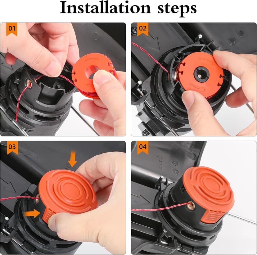 YMHB Trimmer Spool Line for Worx,12 Pack WA0010 Edger Spools Replacement for Worx, Trimmer Line Refills 0.065 inch for Worx, Suitable for Worx String Trimmers(10 Grass Trimmer Line, 2 Trimmer Cap)