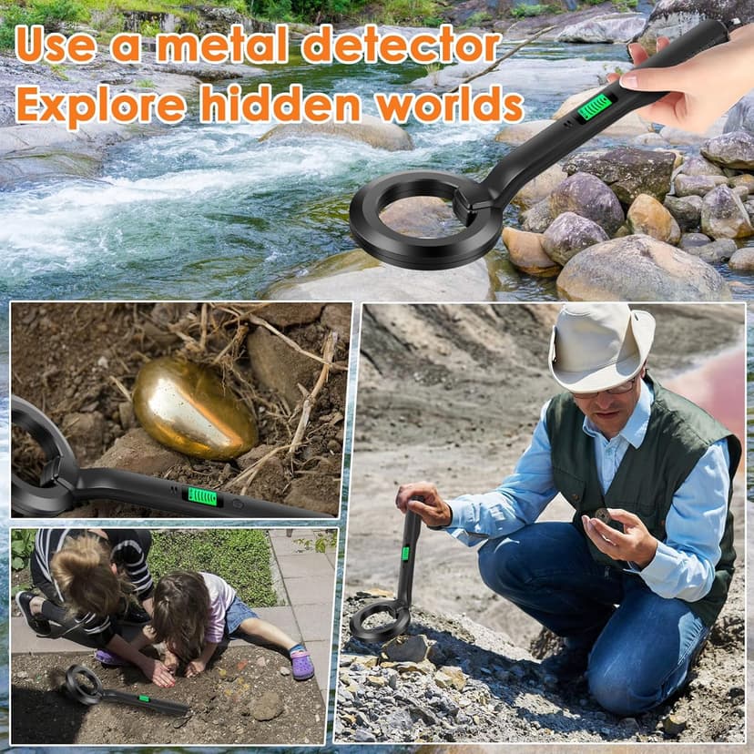 Metal Detector, IP54 Waterproof-Portable High Sensitivity Metal Detector with Audible & Vibration Alerts, 360° Scanning Handheld Metal Detector, Metal Treasure Finder for Metal Object