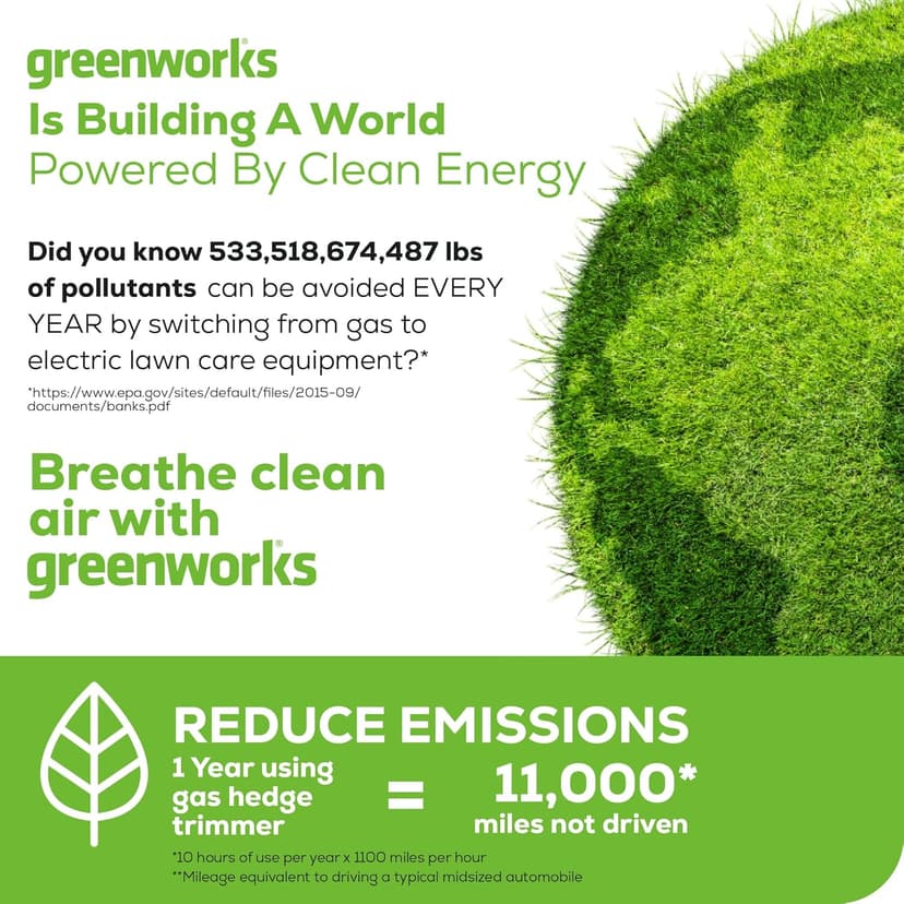 Greenworks 40V 24" Cordless Hedge Trimmer (1" Cutting Capacity), 2.0Ah USB Battery and Charger Included