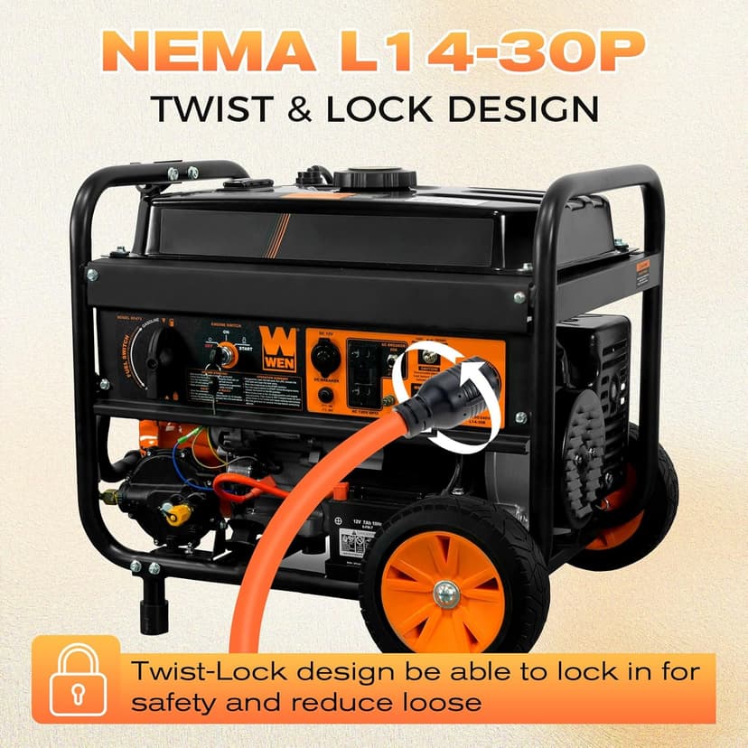 1.5FT 4-Prong NEMA L14-30P Generator Locking to NEMA 5-20R/ 5-15R Generator Distribution Adapter for 30 Amp to 20 Amp 110V Household Breaker