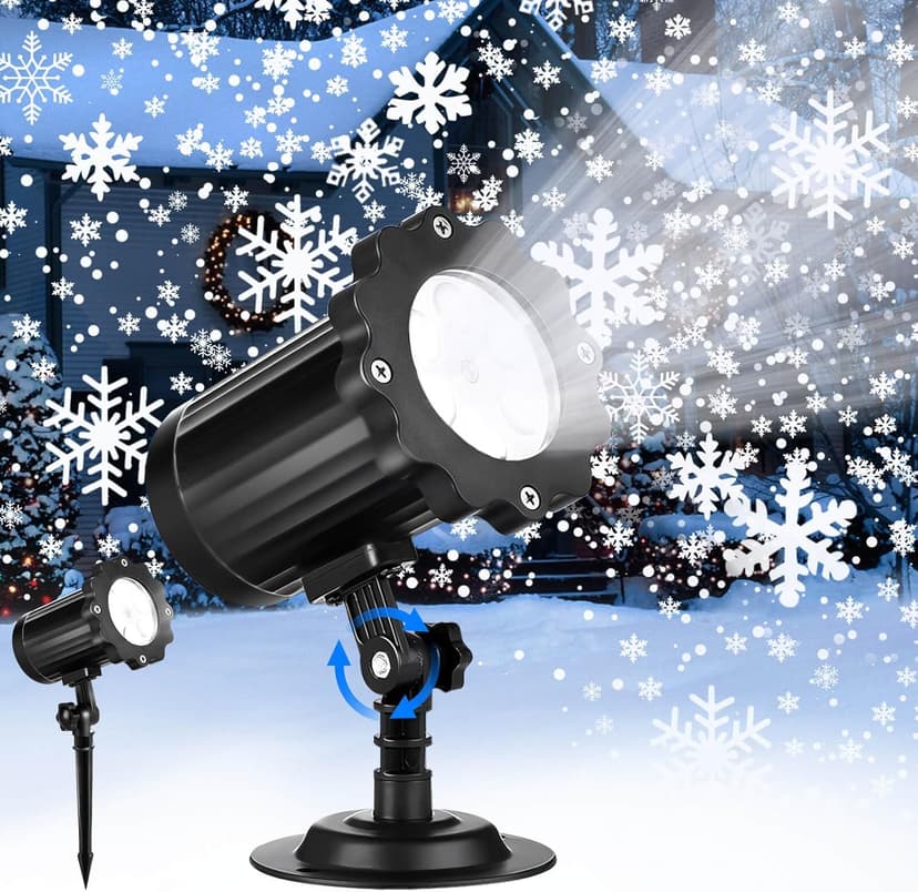 2024 New Christmas Projector Lights Outdoor, Waterproof & Adjustable LED Christmas Snowflake Projector Lights Indoor for Halloween, Christmas, Home Birthday Party and Garden Decoration