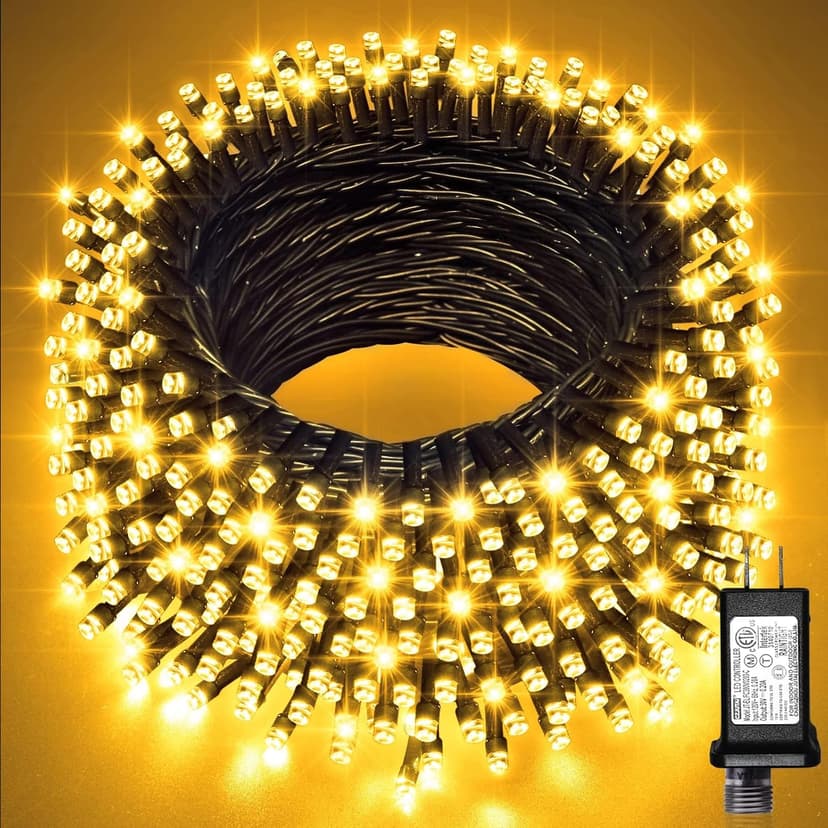 JMEXSUSS 66ft 200 LED Christmas Lights Outdoor, Warm White Christmas Lights Indoor Plug in, 8 Modes Twinkle String Light for Outside Tree Bedroom Wedding Party Ceiling Home Decorations
