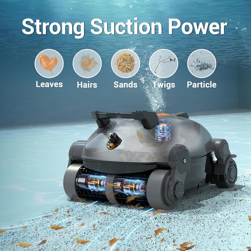 Pivot Cordless Robotic Cleaner,Wall Climbing,Extended Battery Life,Self-Parking,Automatic Pool Vacuum for Inground Pools up to 1,100 Sq.ft,Gray