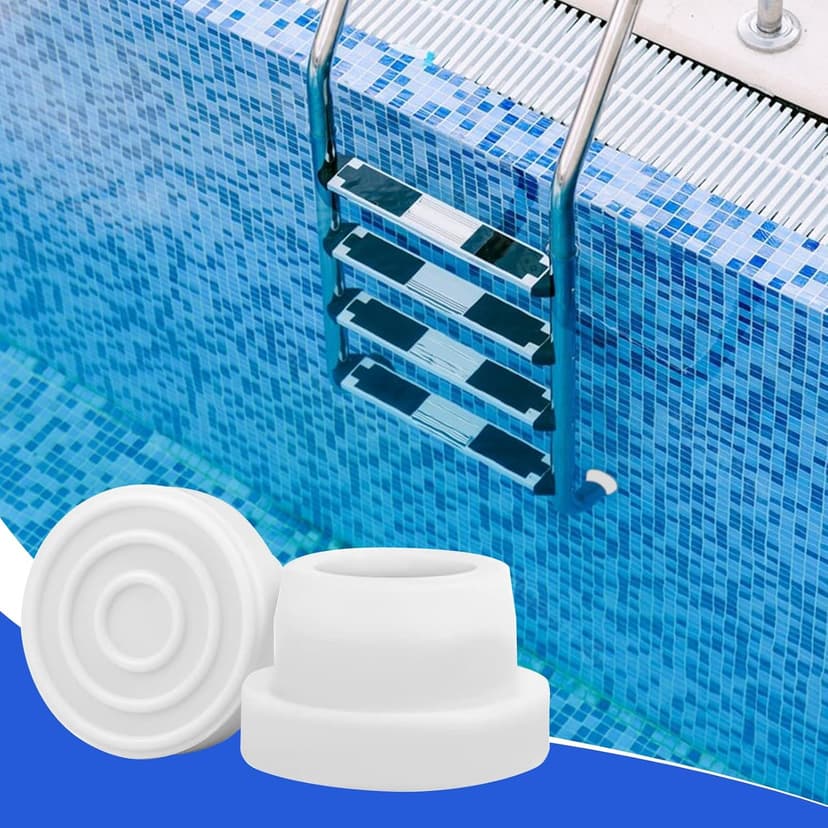 Pool Ladder Bumpers for Inground Pool - Pool Ladder Plugs Fits 1.9” Swimming Pool Ladder Tubing - Steps Inside Plug Caps for Protect Swimming Pool Liner, Rubber Ladder Foot Cover (2Pack)