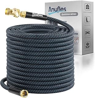 Garden Hose 50FT, Lightweight 3-Layer PVC Flexible Water Hose, No Kink, Leak-Resistant, High-Pressure with Meatl Fittings, Durable for Outdoor, Gardening, Washing Cars, Easy to Store
