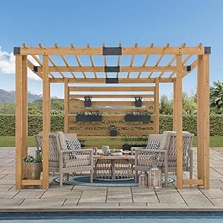 Sunjoy Wood Pergola 10 x 10.5 ft. Cedar Framed Pergolas with Adjustable Hanging Planters by SummerCove