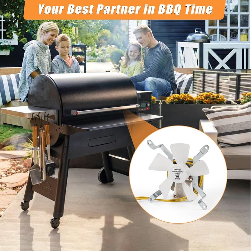 Grill Replacement Parts for Pit Boss Smoker Grills, Induction Fan Replacement for Traeger Wood Pellet Grills, White Nylon Combustion Fan for Sam's Club Wood Pellet Smoker Grill