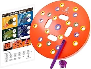 Round Seed Planting Template by Spaceurseeds – Patented Color-Coded Garden Spacing Tool Kit with Seed & Seedling Spacer, Dibber with Seed Spoon & Laminated Vegetable Growing Guide