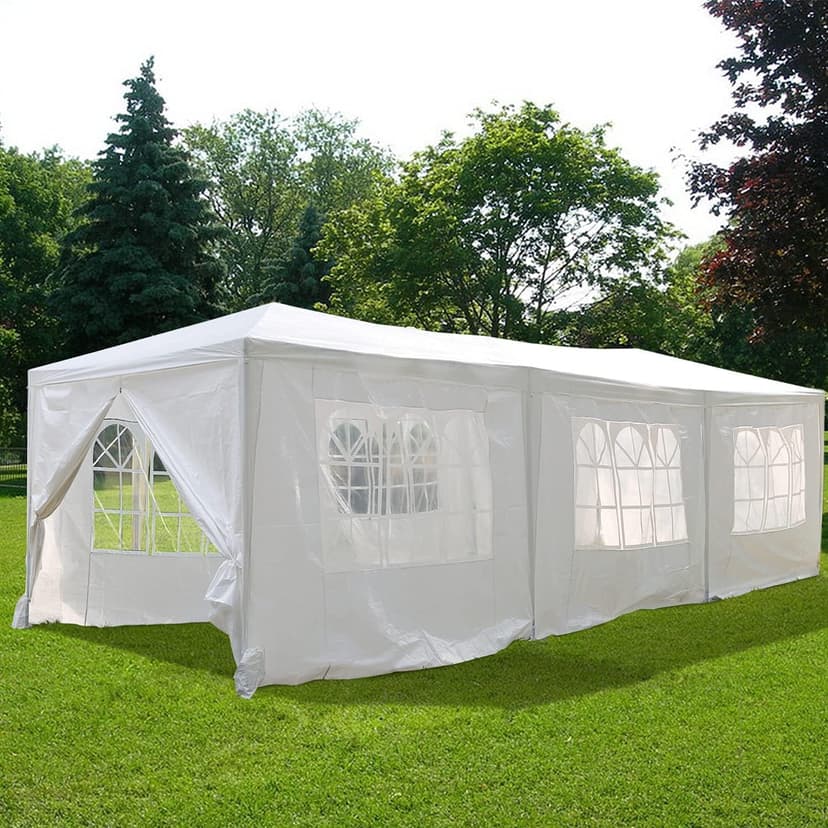 10'X30' Outdoor Gazebo, Canopy Tent Heavy Duty Wedding Party Tent with 8 Removable Sidewalls for Outdoor Wedding, BBQ, Camping, Backyard, Tents for Parties