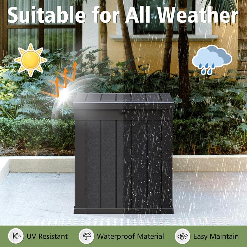 KAMABOKO 40 Gallon Resin Deck Box Large Outdoor Storage Boxes for Patio Furniture, Garden Tools, Pool Supplies, Weatherproof and UV Resistant, Lockable, Dark Black