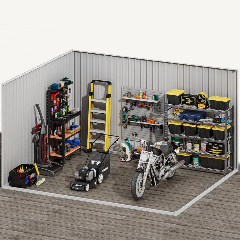 DWVO 10x8ft Metal Outdoor Storage Shed, Waterproof Tool Shed Heavy-Duty Storage Unit with Lockable Door and Vents, Ideal for Bicycles, Tools, Lawnmowers, Backyards, Patios, Lawns - Dark Gray