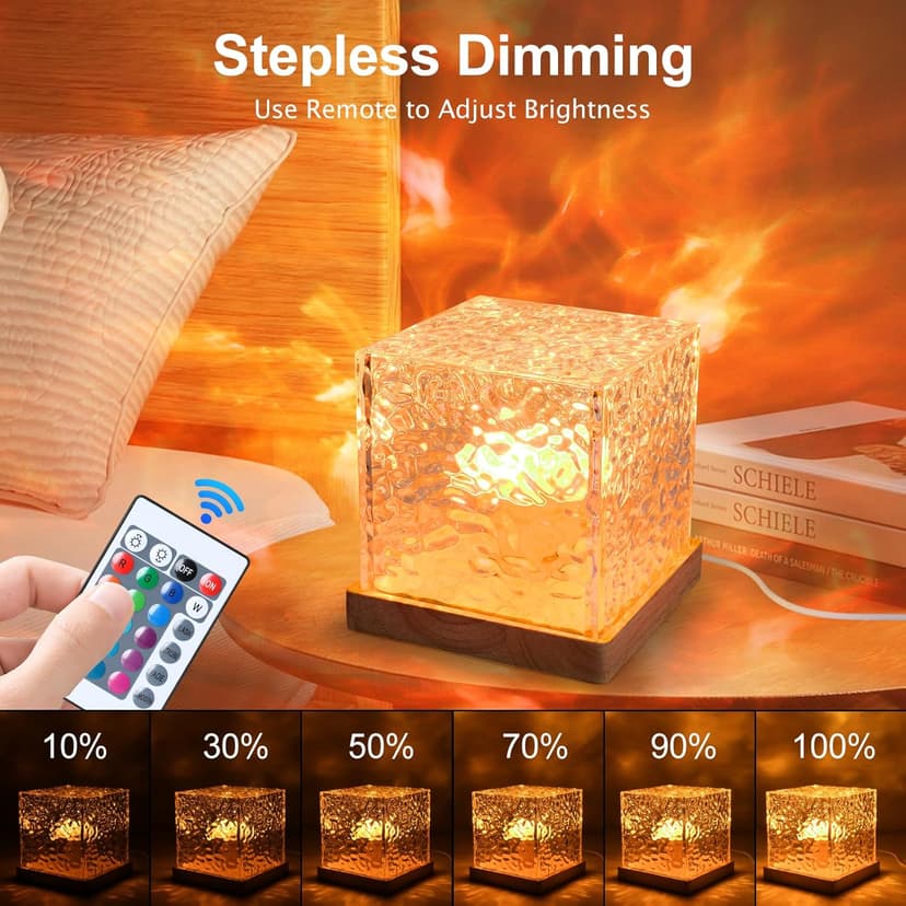 Northern Lights Projector Rechargeable,Lava Lamp Ambient Lighting Mood Lighting Ocean Wave Projector with 16 Colors and Dynamic Ripple Effect for Living Room Bedroom Decor - Cordless