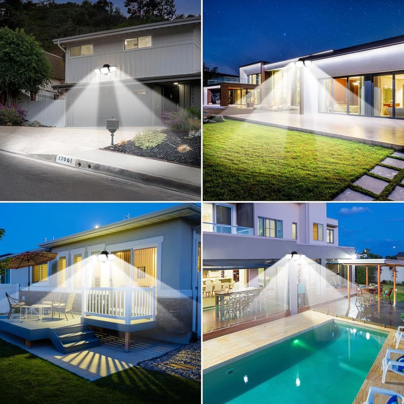 65W LED Security Lights Motion Flood Sensor Lights Outdoor, 6500LM, IP65 Waterproof, 6500K Flood Light Outdoor Motion Detector with Adjustable 3 Head Detected Flood for Entryway Garage, Yard, Porch