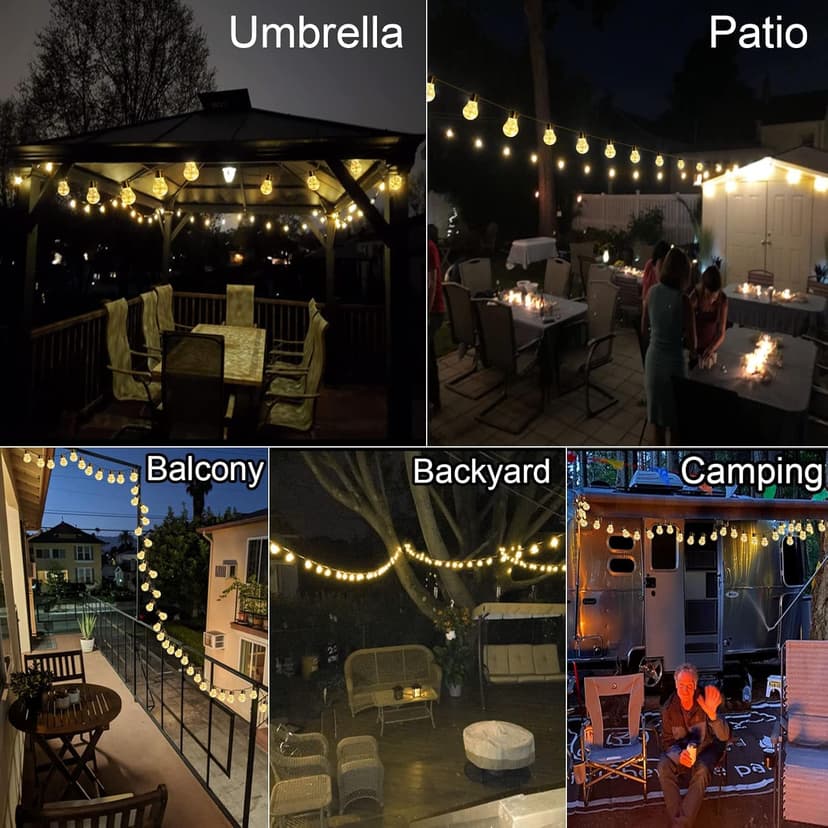 14ft Battery Operated 20 Hanging Bulb 100 LED String Lights, Vintage Commercial Battery Outdoor Lights for Indoor Outdoor Decorations Home, Bedroom, Patio, Balcony, Christmas Party (8 Modes)