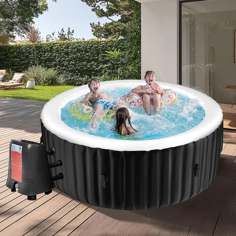 LILYPELLE 2-4 Person Inflatable Hot Tub, Portable Large Round Hottub with 120 Bubble Jets, Outdoor Spa Set Included Heater Pump, Filter and Spa Cover, 72" X 72" X 25"