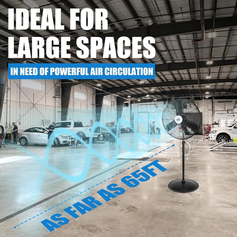 iLiving 30" Pedestal Outdoor Oscillating Fan with Misting kit - Shop, Greenhouse, Patio - 120V 1.8A 8400 CFM