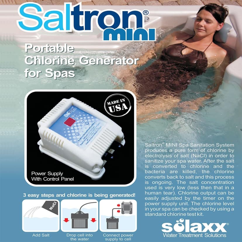 Salt System Drop-In Saltwater Chlorine Generator for Hot Tubs & Swim Spas - up to 2000 Gallons