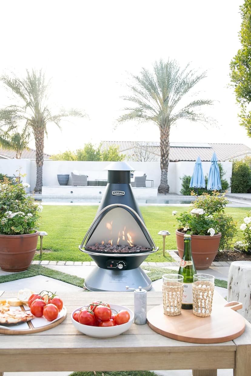 Cuisinart Chimenea Propane Fire Pit, 40,000 BTU Coated Steel Outdoor Propane Heater with Lava Rocks and Directional Heat, Adjustable Fire Pit with Safety Shutoff for Patios and More