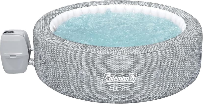 Bestway Coleman Sicily AirJet Large Round 5 to 7 Person Inflatable Hot Tub Portable Outdoor Spa with 180 AirJets and EnergySense Cover, Grey